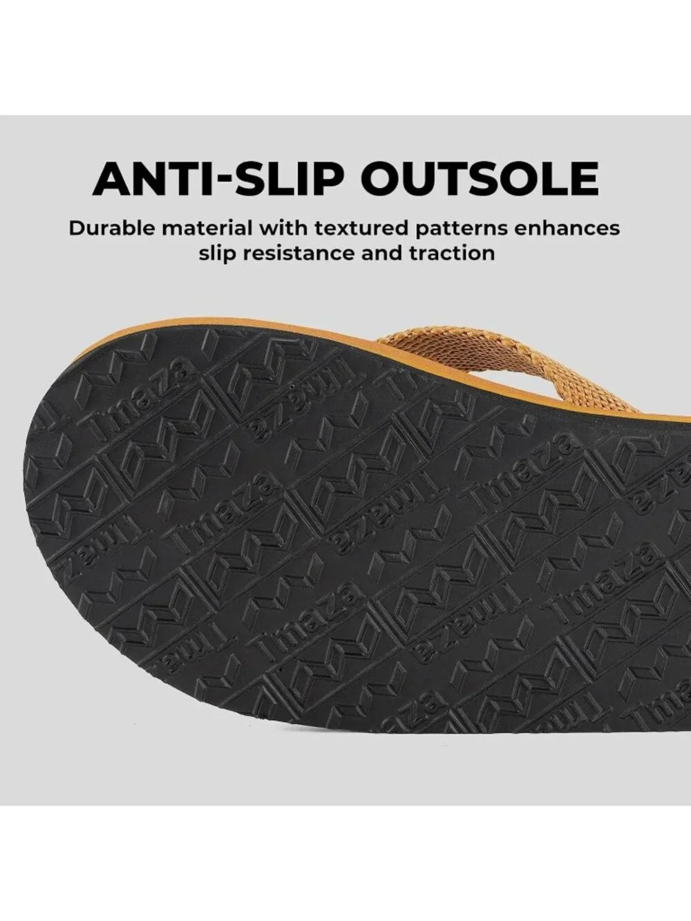 Men's Light Brown Flip Flops With Arch Support Summer Outdoor Beach Sandals